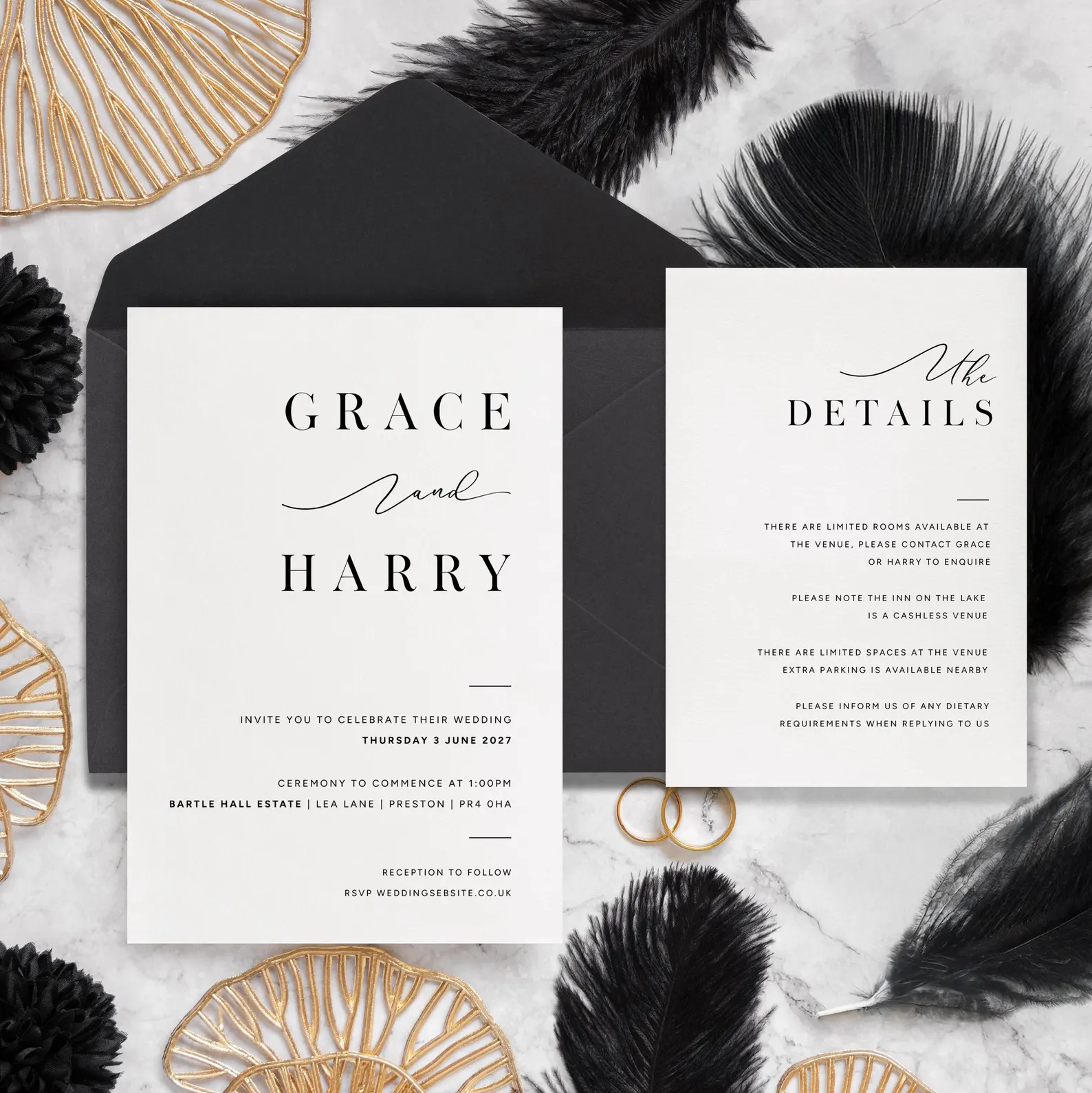 personalised wedding invitation and insert